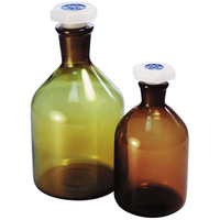 Laboratory Reagent Bottle, 250ml, Narrow Mouth, with Recyclable Plastic Stopper, Amber, Borosilicate Glass, Each Each