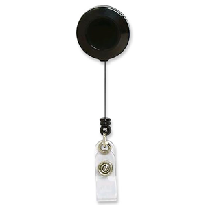 Identification or Access Card Holder with Clip and Nylon Retractable Cord, 75cm, Black, Each Each