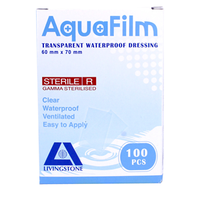 Aqua-Liv Transparent Film Dressing, 6 x 7cm, without Pad, Sterile, 100 Pieces/Box Box