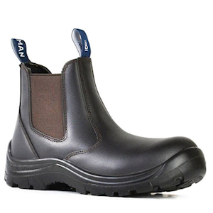 Bata Bushman ST Slip On Safety Boot, Size 11, Safety Toe Cap, Dual Density PU Sole, Leather, Claret, 1 Pair Pair