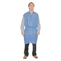 Short Sleeve Gown with Tie, Dust Coat, Cool Blue, 40gsm, Latex Free, Loose Loose