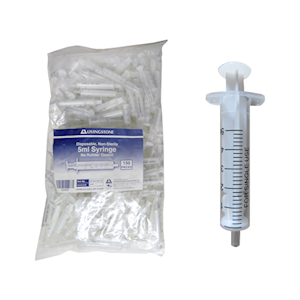 Livingstone Syringe, 5ml, Luer Slip Tip, 2-Piece, No Rubber Gasket, Latex Free, Hypoallergenic, Non-Sterile, 150/Bag Bag