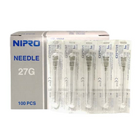 Nipro Hypodermic Needles, 27G (0.4mm) x 1.25 Inches (32mm), 100 Pieces/Box Box
