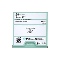 DemeTech Nylon Suture, 3/8 Circle Reverse Cut, 2/0 Thread, 26mm, 12 Pieces/Box