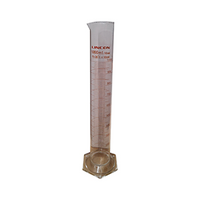Lincon Measuring Cylinder with Hex Base and Spout, Tall Form, Class A, 1,000mL, 65.2 x 450(H) mm, Amber Stain Grad, Boro Glass, 1/Box Each