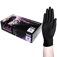 Lilith Salon Latex Gloves, Smooth Feel, Powder Free, Small, Black, 100/Box, 10/Carton