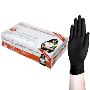 Out of Date, Black Grip Thick Heavy Duty Latex Gloves, PF, XL, 100/BX, Original Unopened Condition, Price Discounted, While Stocks last Box