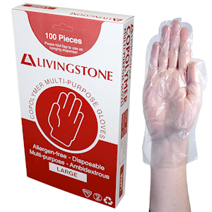 Livingstone Copolymer Gloves on Biodegradable Paper Backing, Large, 100/Box Box