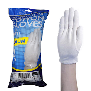 Livingstone Cotton Gloves, Medium, White, 12 Pairs/Bag, 480 Pairs/Carton Carton