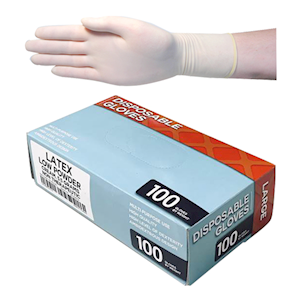 Economy Latex Gloves, Recyclable, Low Powder, Large, 5.5g, Green, Non Therapeutic Use, 100 Pieces/Box