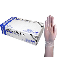 Lincon Vinyl Gloves, Recyclable, 5.0g, HACCP Grade, Powder Free, Medium, Clear, 100/Box