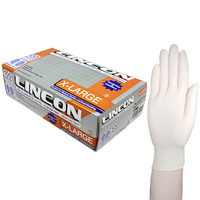 Lincon Biodegradable Latex Examination Gloves, ASTM, Powder Free, Large, Cream Colour, HACCP Grade, 100/Box Box