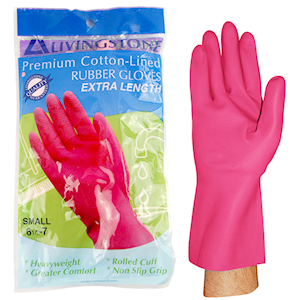 Livingstone Rubber Gloves, Cotton Lined, Medium, Pair Pair