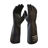 Maxisafe Neotherm Heat Resistant Neoprene Gauntlet Gloves, 36cm - 38cm Flexible, Liquid Proof, Terry Lined, Double Extra Large, Black, 6 Pairs/Pack Pack