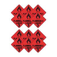 Bronson Flammable Liquid 3 Sign, Self Adhesive, Vinyl, 50mm x 50mm, 12 Pieces/Pack Pack