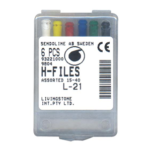 Livingstone H-Files, 21mm, No. 08, Stainless Steel, Colour-Coded, 6/Pack
