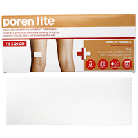 Poren-Lite Non-Adherent Absorbent Dressing, 7.5 x 20cm, Sterile 5/Box Box