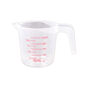 DSHOP Measuring Cup, with Spout, Transparent, Red Markings, Polypropylene, 250mL, Each Each