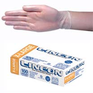 Lincon Vinyl Examination Gloves, Recyclable, 6.5g, TGA 304988, ASTM Standard, Powder Free, Large, Clear, 100/Box (Expiry: 30/04/2026)