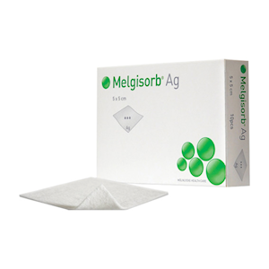Melgisorb Alginate Absorbent Ag, 5 x 5cm, 10 Pieces/Box Box