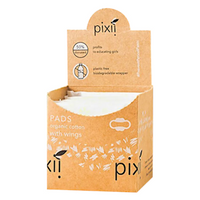 Pixii Sanitary Pads, 314 x 104 x 102mm, 100pct Organic Cotton, Ultrathin with Wings, In Dispenser Box, 15 Pads/Box