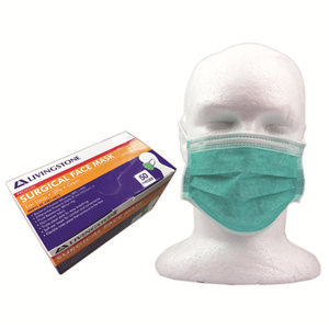 Livingstone Medical Face Mask, L2 Barrier, 3-Ply, TGA 350632, EN14683 Type IIR, ASTM F2100-19, Earloop, Black, Latex Free, 50 Pieces/Box