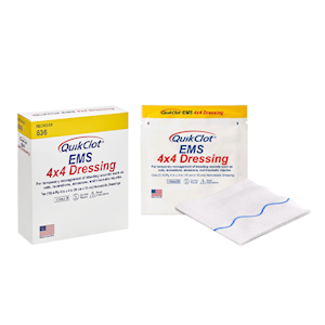 QuikClot EMS Haemostatic Dressing, 10 x 10cm, Sterile, Soft, White, Each Each