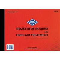 Zion Register Of Injuries And First Aid Treatment Book, 210mm x 295mm, Red Each
