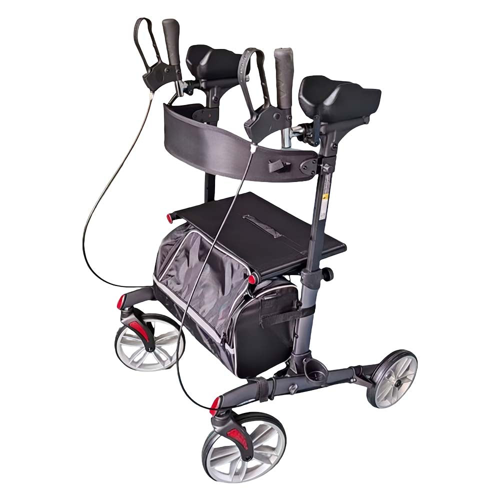Livingstone Upright Rollator Walker, 10" Front Wheel with Seat and Bag, Grey, Each