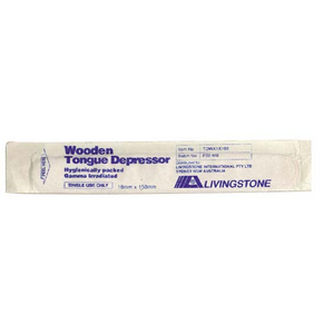 Livingstone Wooden Tongue Depressor, 150 x 17 x 1.6mm, Sterile, Disposable, Individually Packed, 100/Box Box