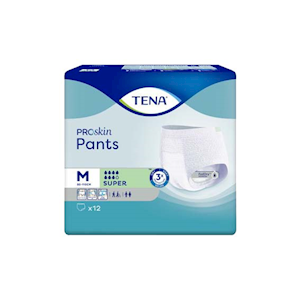 Tena Pants Super, 80-100cm, 1210ml, Medium, White, 12 Pieces/Pack Each