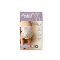 Tooshies Eco Nappies, with Organic Bamboo, Size 4 Toddler, 10-15kg, 36 Pieces/Pack Pack