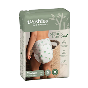 Tooshies Eco Nappies, with Organic Bamboo, Size 5 Walker, 13-18kg, 32 Pieces/Pack Pack