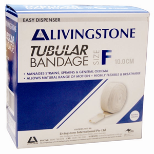 Damaged, Liv Tubular Cotton Stockinette Bandage, Size F or 6, Flat Width: 10cm Unstretched Width (19cm Stretched), 10m, 1 Roll/Box