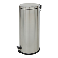 Round Pedal Step Bin, 30 Litres, Stainless Steel, Each Each