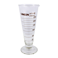 Lincon Conical Measuring Cylinder, with Base, 250mL, Borosilicate Glass, 2/Box Box