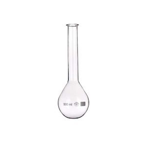 Simax Flask, Kjeldahl, 500mL, Top 34mm, Bottom 101mm, Height 300mm, Borosilicate Glass, European, Each Each