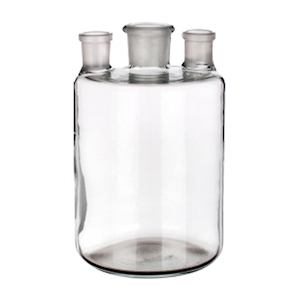 Simax Woulff Bottle with Three Necks, 2000mL, SJ (1) 29/32, SJ (2) 19/26, 135 x 225(H) mm, Borosilicate Glass, European, Each Each