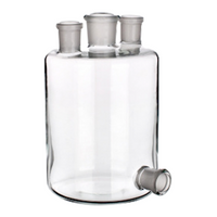 Simax Woulff Bottle w/Three Necks & Bottom Outlet, 1000mL, SJ (1)24/29, SJ (2)19/26, 110x180(H)mm, Borosilicate Glass, European, Each Each