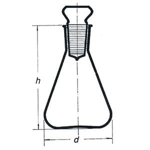 Simax Iodine Determination Flask, 50ml, 19/26 Socket, with Stopper, Borosilicate Glass, D51 H85, Each Each
