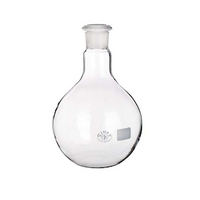 Simax Flat-Bottom Spherical/Boiling Flask, 250ml, Socket Joint 29/32, 85(D)mm x 140mm(H), Borosilicate Glass, Clear, European, Each Each