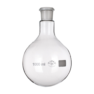 Flask, Round Bottom, 1000ml, 29/32 Socket Joint, 210mm Height x 131mm Diameter, Borosilicate Glass, Simax, Each Each