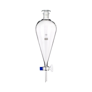 Simax Separating Funnel, Pear Shape, with 29/32 Socket Joint Stopper, Key No. 2, 250mL, Stem 9 x 70(H)mm, Boro Glass, European, 2/Box Carton