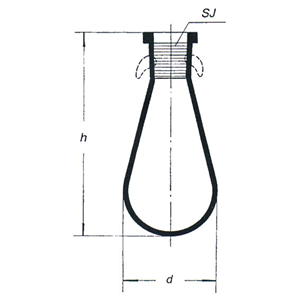 Simax Flask, Drop Shaped (Tear-Drop Flask), 50mL, 42(D) x 100(H) mm, Socket Joint 14/23, Borosilicate Glass, Each Each