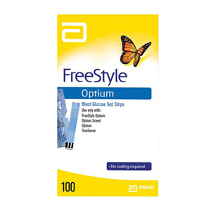 Abbott FreeStyle Optium Blood Glucose Test Strips, 100/Box Box