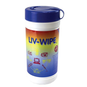 Liv-Wipe Antibacterial Alcohol Wipes, 70pct Isopropyl Alcohol Sanitiser, 21 x 14cm, 100/Recyclable Tub, 12 Tubs/Carton Each