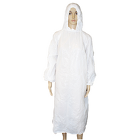 Liv Disposable Poncho Rain Coat Full Length, Recyclable LDPE 80x125cm 20um, Long Sleeves w/ Hood & Draw String, Single Pack White 100/Ctn Carton
