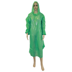 Livingstone Disposable Poncho, Recyclable LDPE, 80 x 125cm, Long Sleeves w/ Hood, No Hood Tie, Single Pack, Green HACCP Certified 100/Ctn Carton