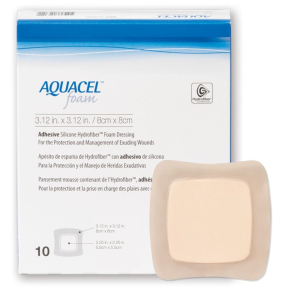 AQUACEL (CVT) ADHESIVE FOAM DRESSING, 10CM X 10CM, 10/PK