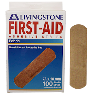 Livingstone Adhesive Fabric First Aid Strips with Pad